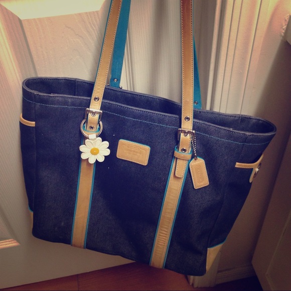 Coach Handbags - Coach Denim Tote 👜 Bag with Flower